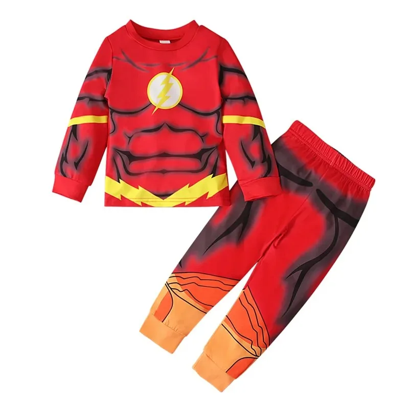 2024 Rächer Superhelden Kostüm für Kinder Spiderman Iron Man Baumwolle Pyjama Anzug Jungen Langarm Weihnachten Nachtwäsche Sets