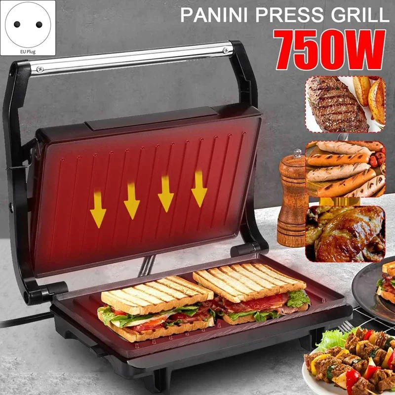 2024 Household Mini Steak Machine Hamburger Fried Egg  Sandwich Maker Non Stick Surface Grill Toaster EU Plug