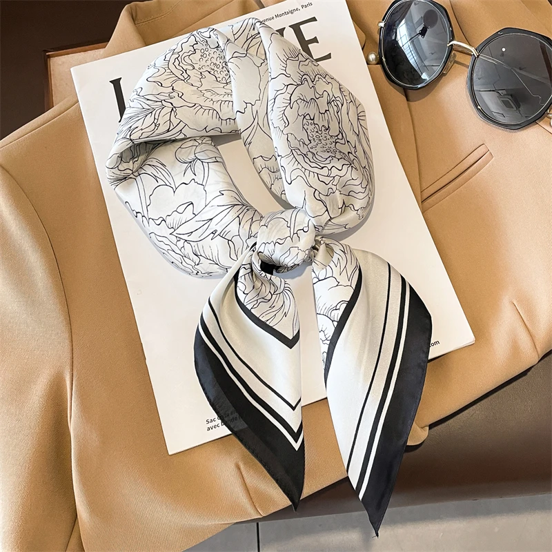 

Модные шарфы для женщин, шелковый атласный шарф-хиджаб с принтом, женская бандана 70*70 см, роскошные брендовые квадратные шали, шарфы для женщин