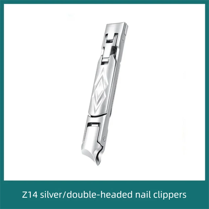 กรรไกรตัดเล็บพับได้แบบพกพา 1 ชิ้น หัวคู่ ช่องเปิดกว้าง กรรไกรตัดเล็บสแตนเลสแบบใหม่ ใช้ได้สองแบบ อุปกรณ์ทำเล็บ