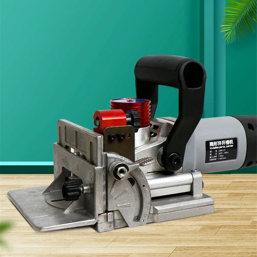 Portable Oblique Hole 3-slot Slotting Machine Furniture Connector Wood Biscuit Joiner Woodworking Tenoning Machine 220V