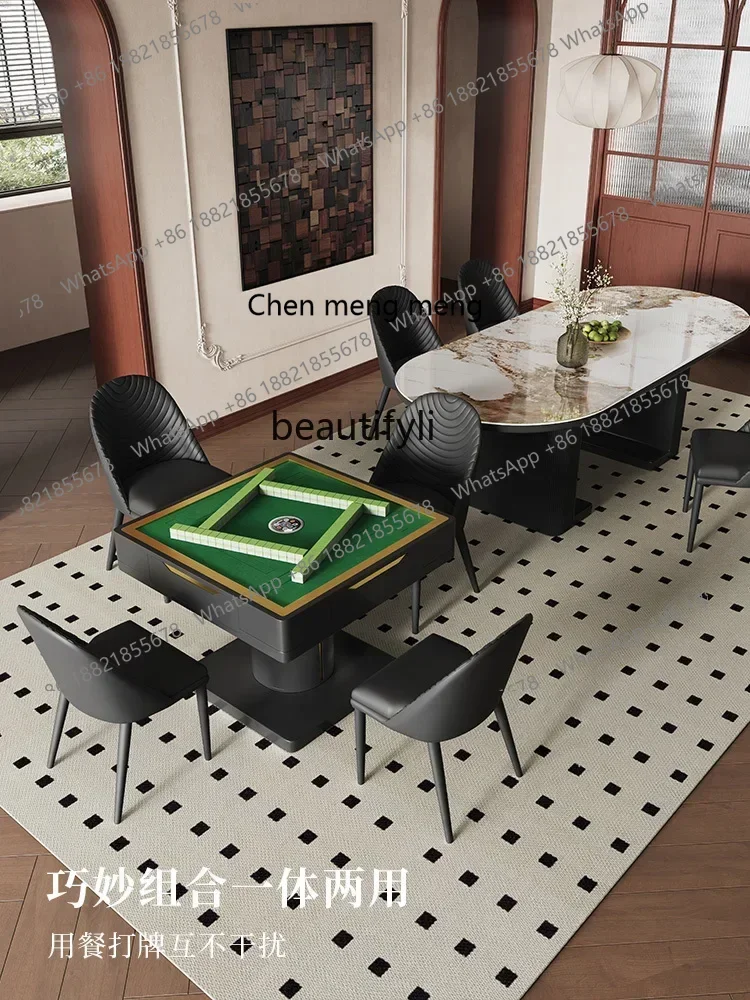 ss 8350 Automatic Household Dining Table Mahjong Table Dual-Use Dining Table Integrated Light Luxury Stone Plate Multi-Function