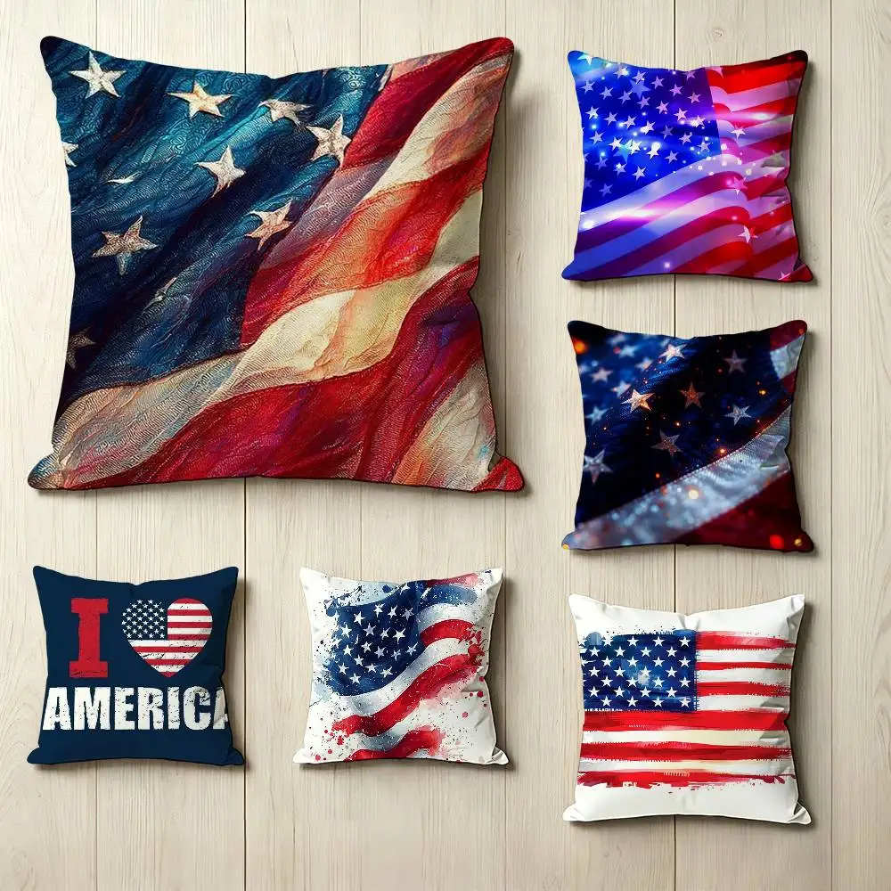 

Cool A-American flag Square Double-Sided printed Pillow Case Bedroom Bedside Pillow Sofa Cushion Cover