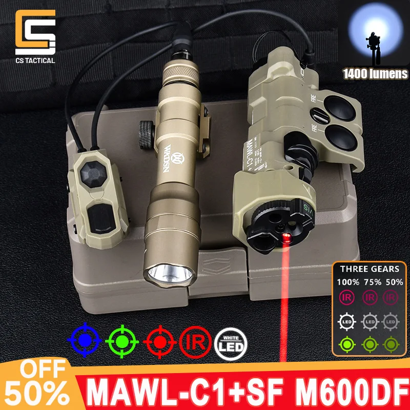 

Tactical Airsoft MAWL-C1 Red Blue Green Dot Laser IR MAWL LED Weapon Light Surefir M600DF High Power Hunting Flashlig Accesories