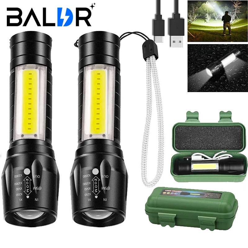

BALDR Мини Перезаряжаемый Светодиодный Фонарик COB + XPE Портативный Фонарик Масштабируемый Свет Тактический Фонарик Открытый Кемпинг Рыбалка Фонарь