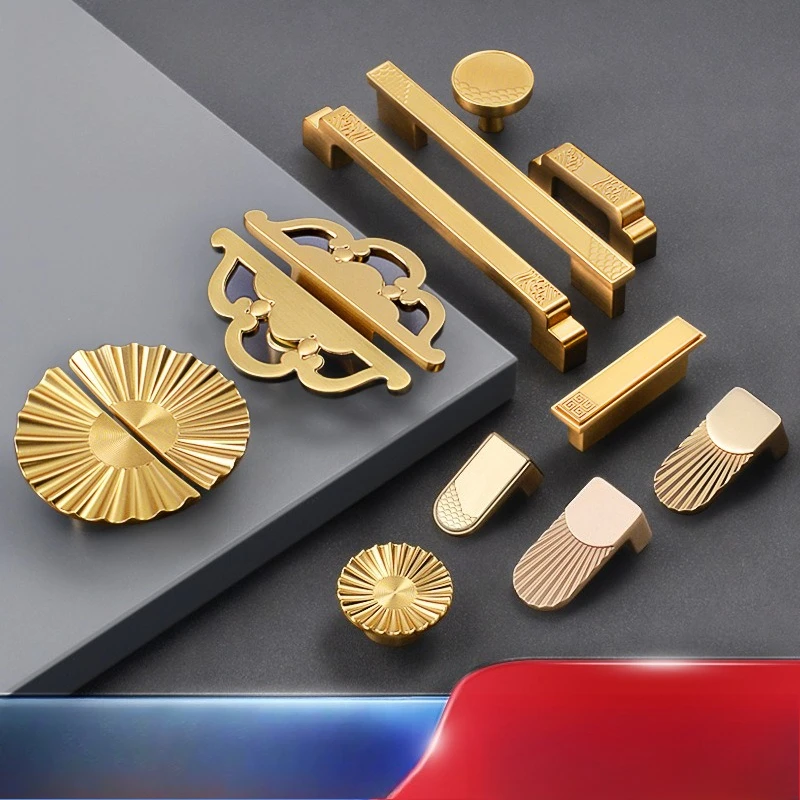 Luxury French Style Cabinet Drawer Handle Golden Single Hole Furniture Hardware