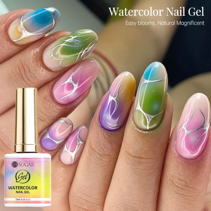 Ur SUGAR 15ml Aquarela Gel para Unhas Transparente Soak Off UV LED Longa Duração Florescimento de Mármore Efeito de Espalhamento Gel Funcional Manicure
