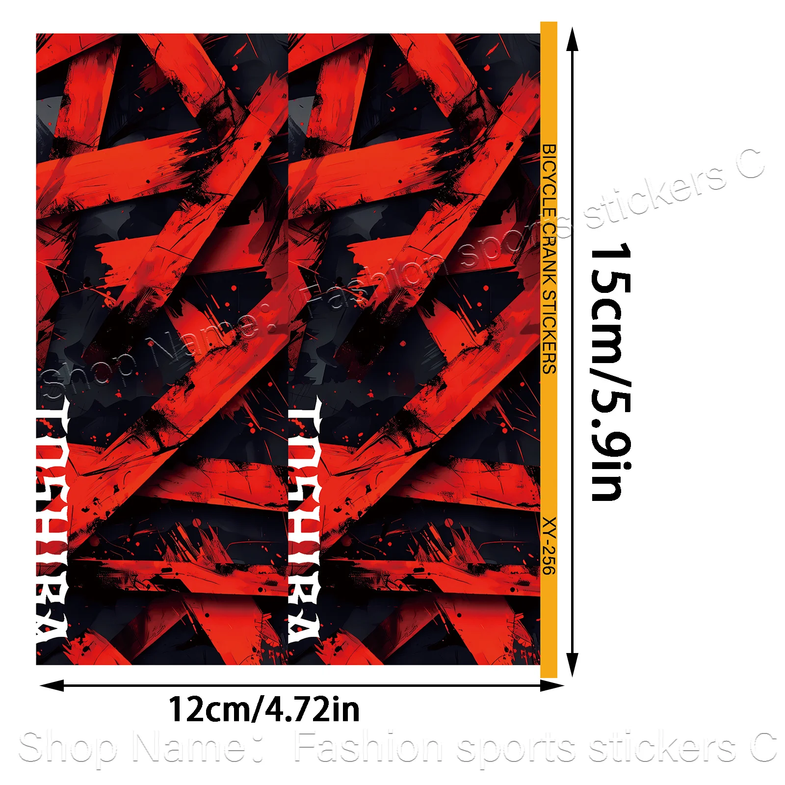 1Pair Red Black Brush Stroke Bike Crank Stickers, Waterproof Decals for MTB Bike Crank Decor, Holiday Gift