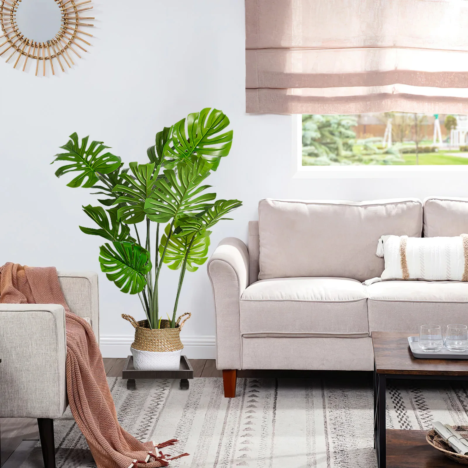 

Flower Pot Tray Holder Thickened Plastic Plant Stand with Wheels Patio Garden Indoor Outdoor Plant Trolley Rolling Dolly Saucer