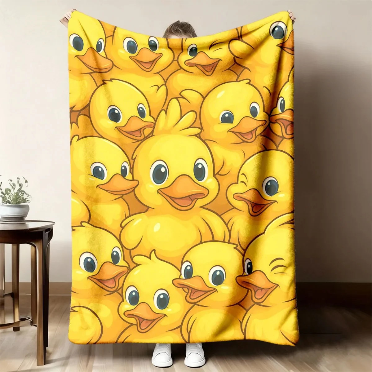 Custom 2026 New Releases: One Cozy Flannel Throw Blanket Featuring A Cute Yellow Duck Design – Soft, Warm, And Ideal For Use On