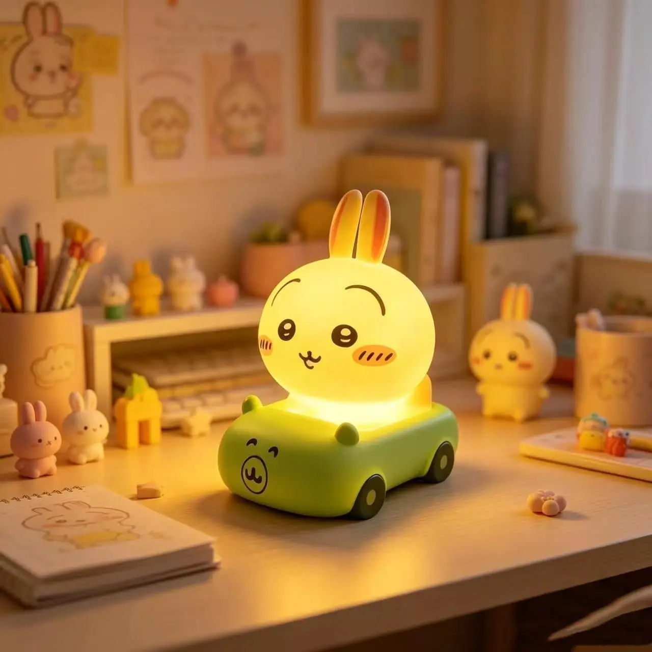 Chiikawa Led Night Light Usagi Hachiware Cartoon Sleep Lamp Soft Eye-Caring Bedside Desk Light Birthday Gift Kids Bedroom Decor - view 2
