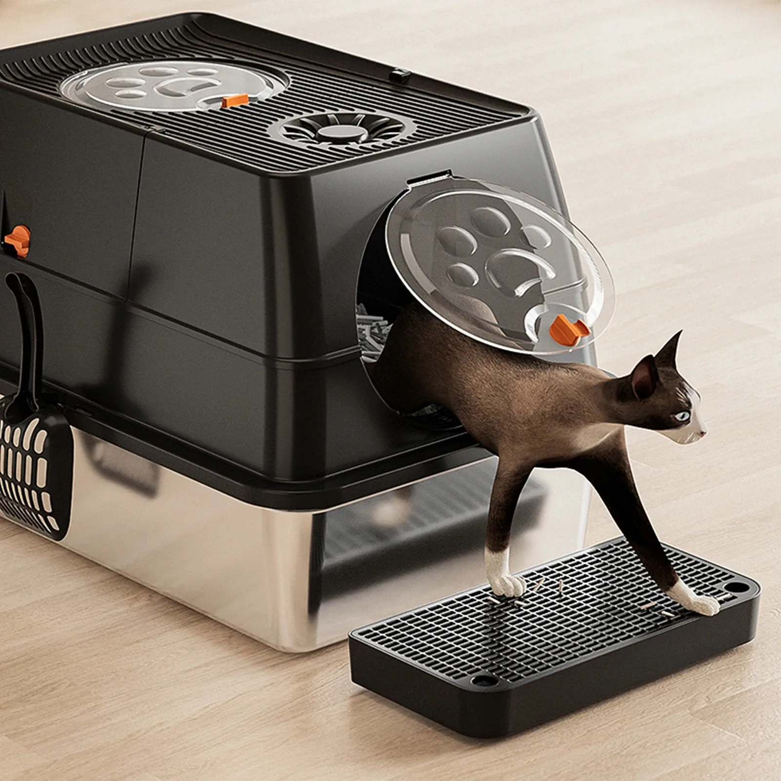 best cat litter box ever Thereye Open Top Self-Cleaning Cat Litter Box, Hands-Free Cleaning