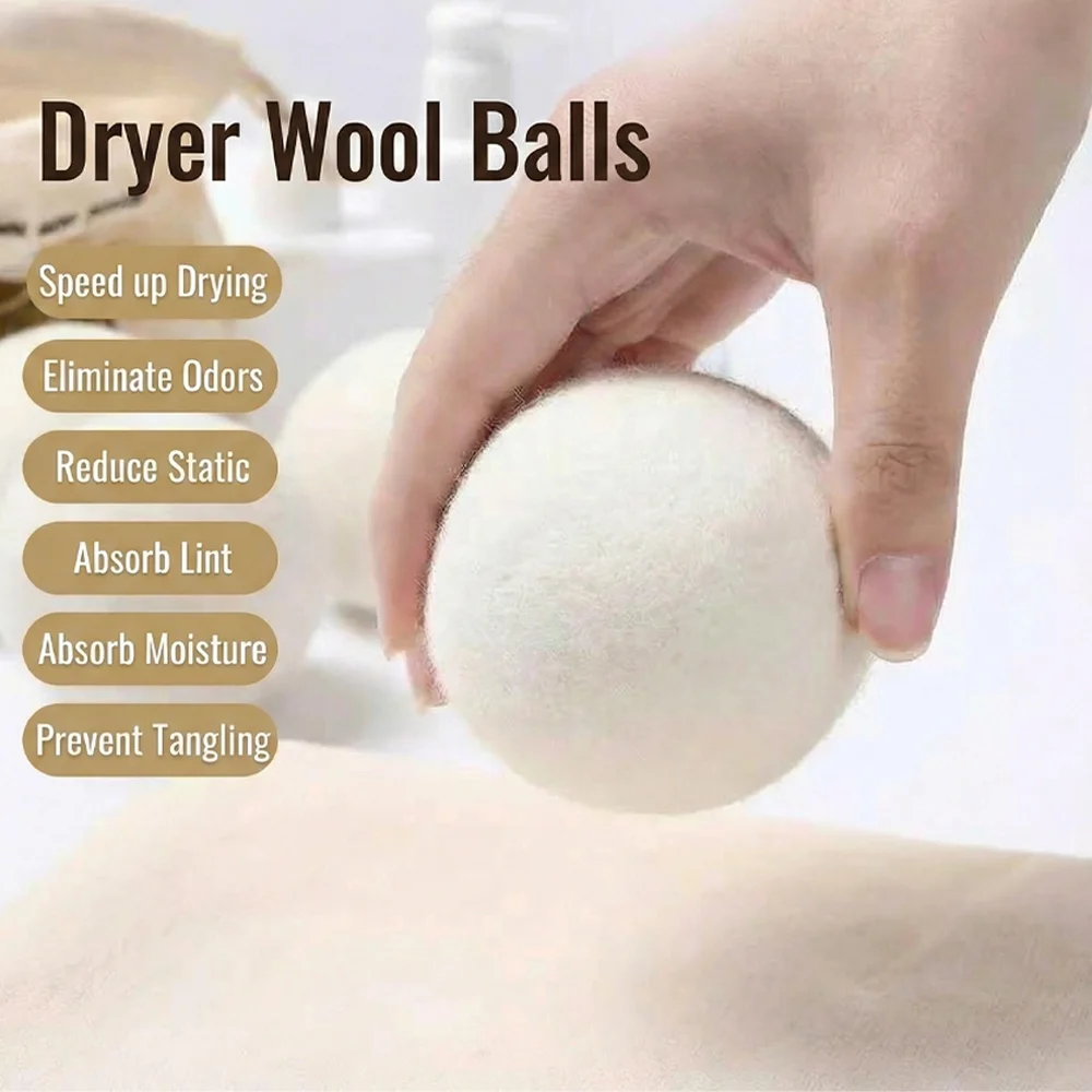 Wool drying ball, natural fabric softener and static reducer, reusable laundry ball, environmentally friendly, 4-piece set