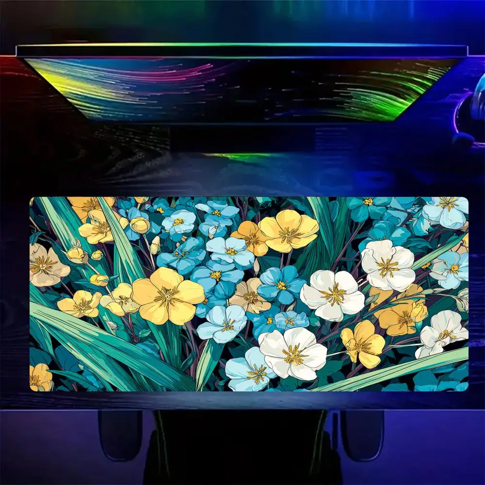 Lively flowerbeds Mouse Pad Large Computer Office Game Table Mats Rubber Anti-slip XXL Mouse Mat HDP Long Desk Pads Extended pad