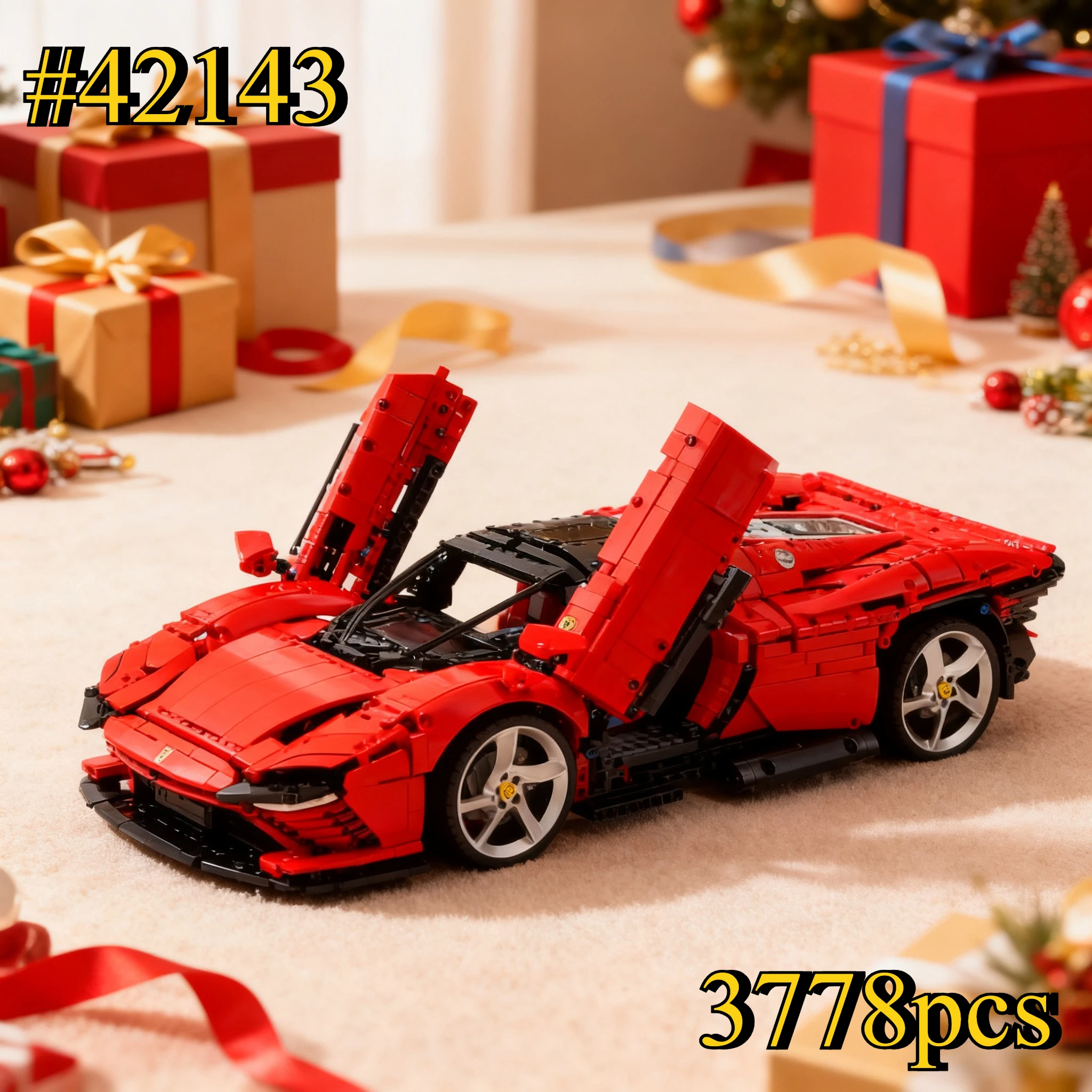 أطقم مكعبات بناء طراز السيارة الخارقة الحمراء 42143 متوافقة مع جزيئات ليغو مناسبة لهدايا عيد الميلاد 3778 قطعة