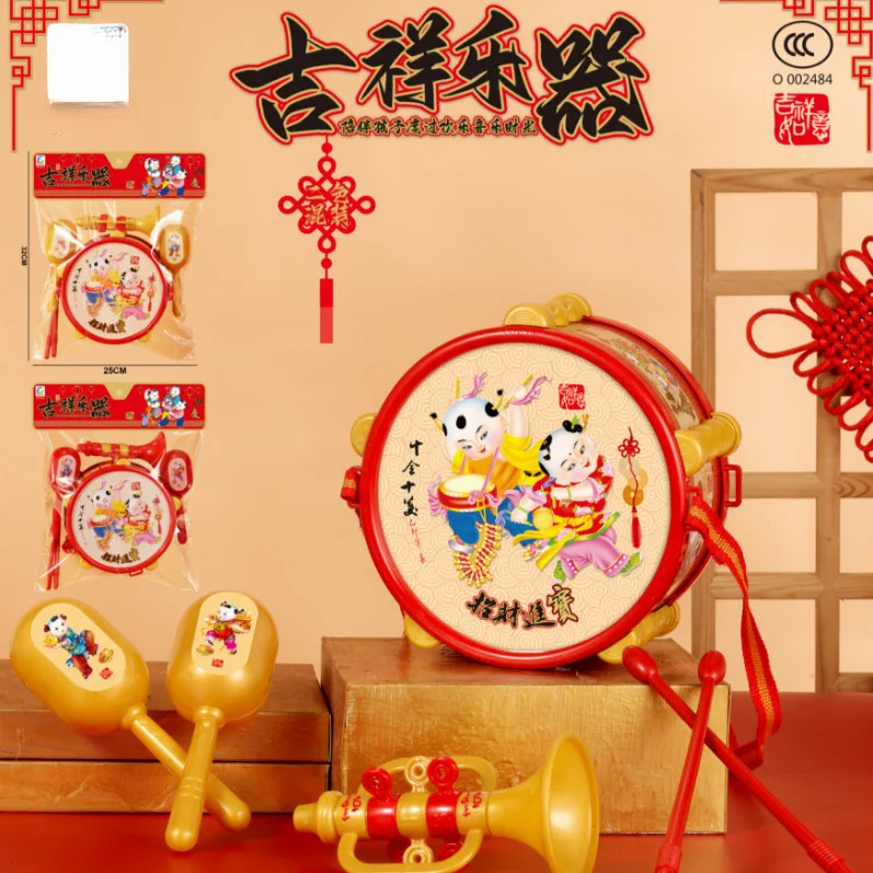 子供用縁起の良い花ドラム5-6個/セット楽しいノック音付き男の子女の子育成用楽器セットドラムサンドハンマーおもちゃ