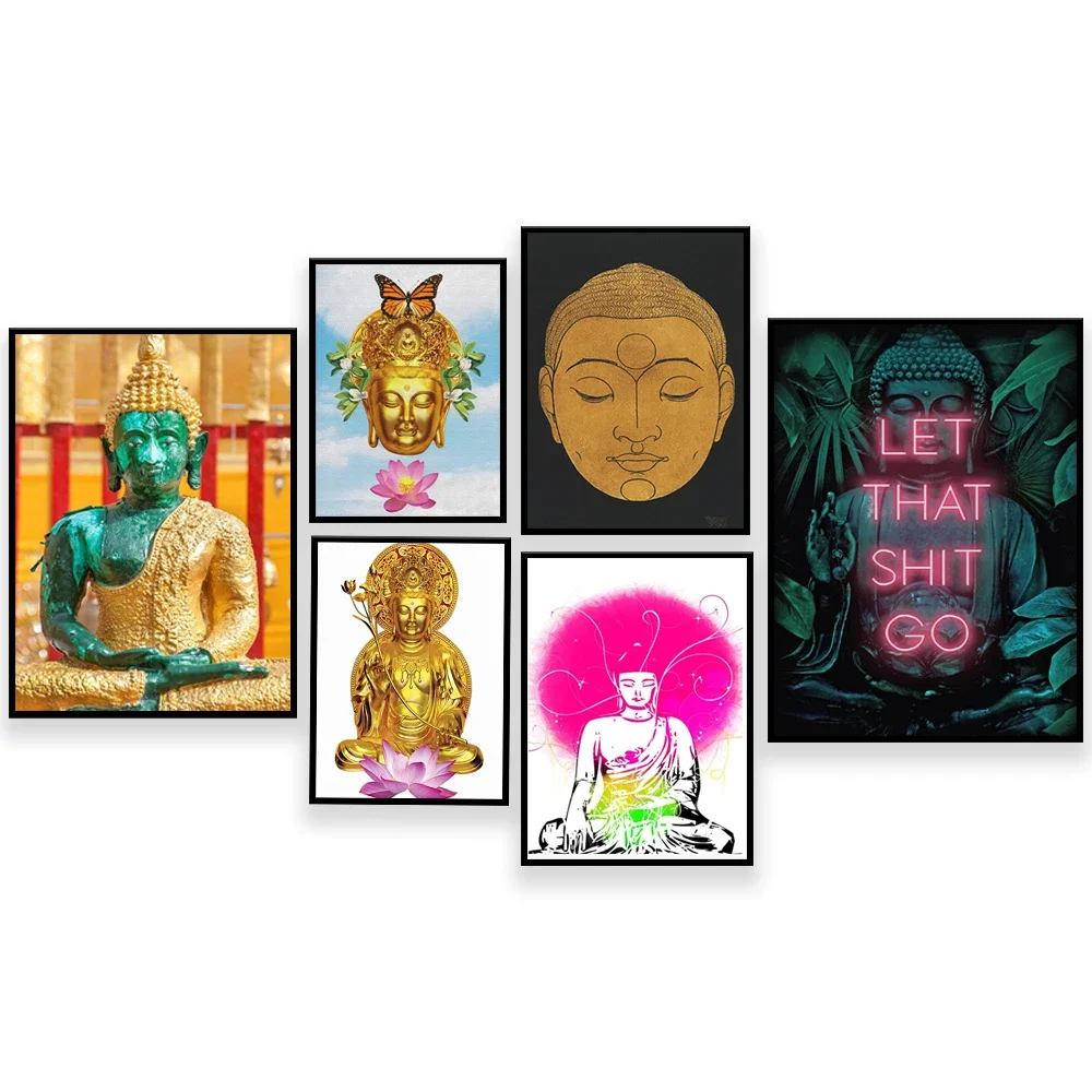Impressions de bouddha vintage-méditation, statues de bouddha, art de tête de bouddha, minimalisme, décor spirituel, pleine conscience, affiches bouddhistes