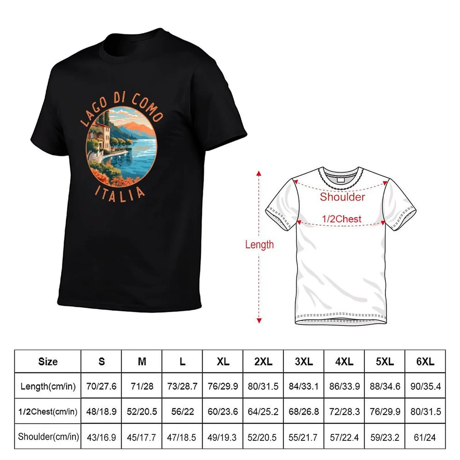 Lago di Como Italia Distressed Circle T-Shirt vintage blacks men tshirt