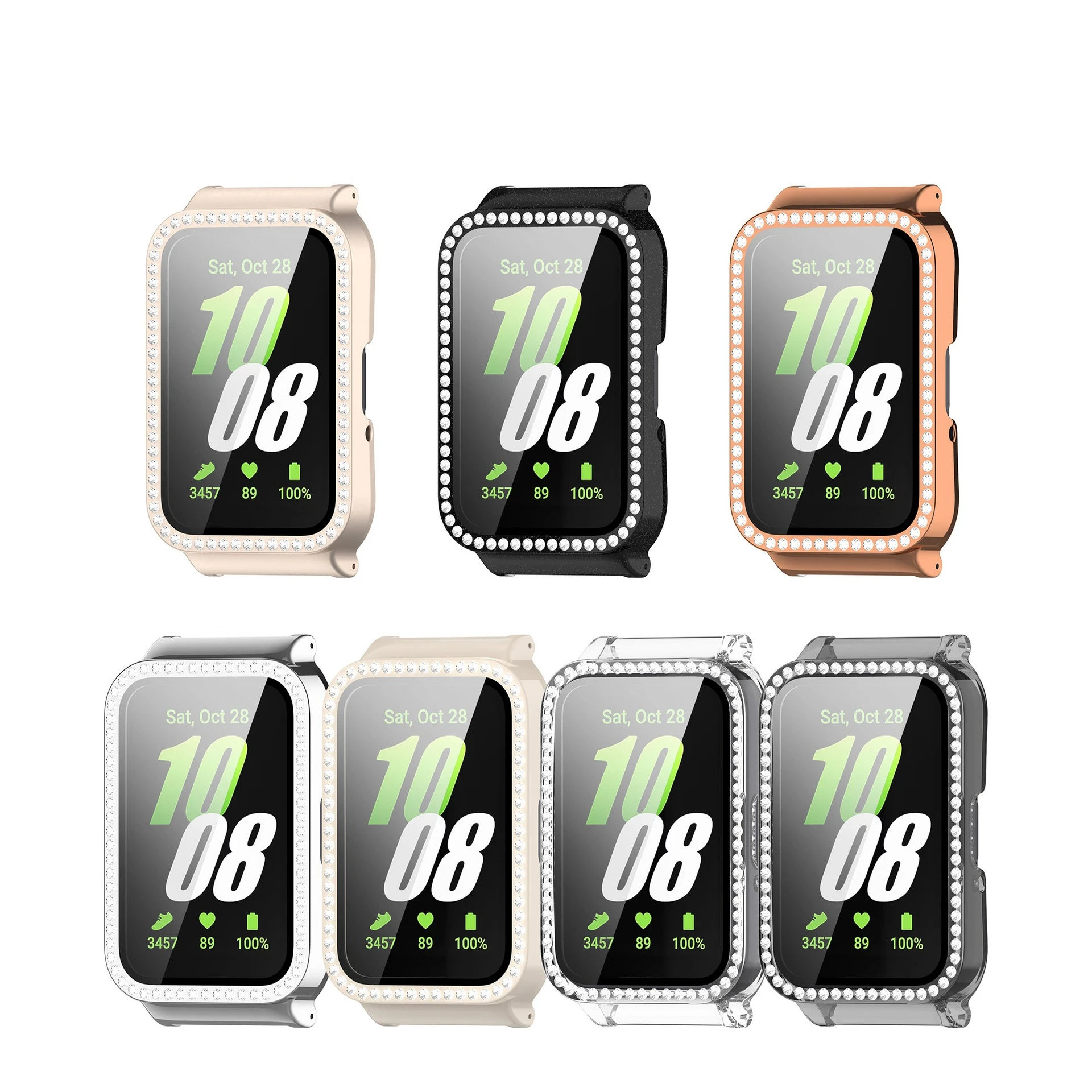 مجموعة Diamond Set حافظة كمبيوتر مدمجة لجميع عبوات مناسبة لساعة Samsung Galaxy Watch Fit3 حافظة حماية متكاملة من الفيلم المقسى