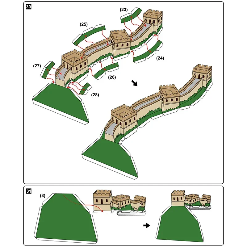 Grande Muraglia della Cina Mini Modello di carta 3D Casa Papercraft Arte fai da te Origami Costruzione Adolescenti Giocattoli artigianali fatti a mano per adulti QD-197