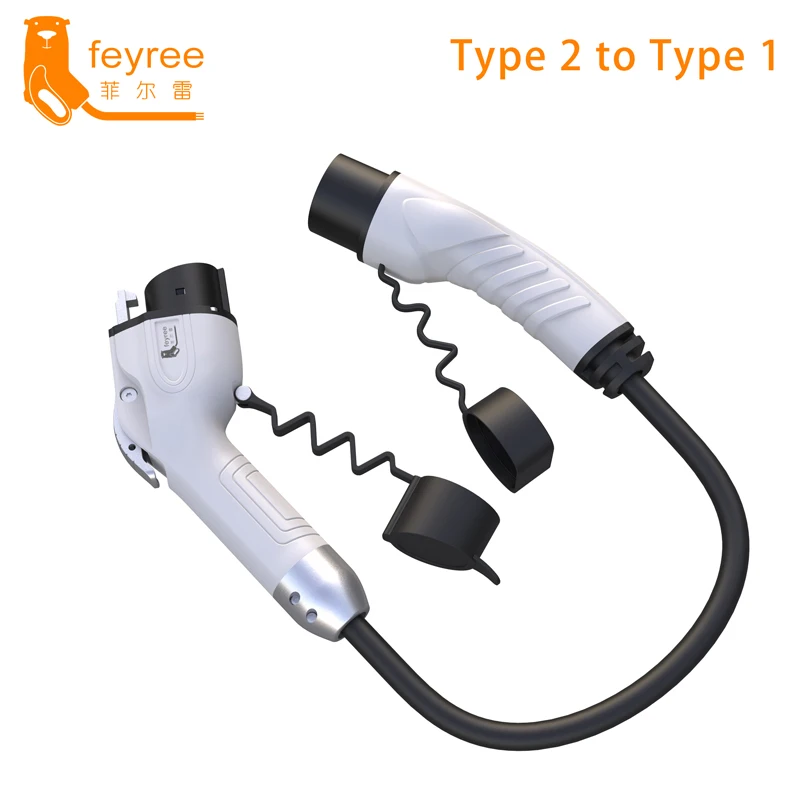 feyree Type 2 to J1772 Type 1 Charging Cable Adapter for EV Charging Station Electric Car EVSE Charger Plug 16A 3.5KW 32A 7KW