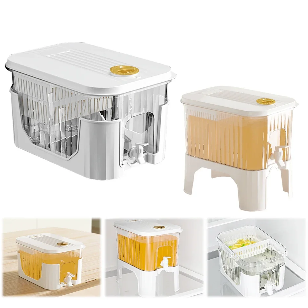 

5L Water Pitcher with Faucet & Bracket Refrigerator Juice Pitcher Home Plastic Beverage Dispenser for Home Kitchen Camping Party