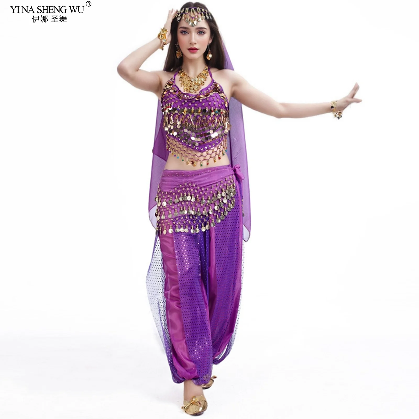 Costumes de danse du ventre cosplay pour femmes, ensemble de danse du ventre pour filles, vêtements de danse du ventre, taille JO7 pièces