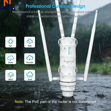Répéteur WiFi Extérieur Étanche Haute Puissance AC1200 2026, Routeur WiFi AP Double Bande 5G, Antenne Extenseur de Portée Longue Portée