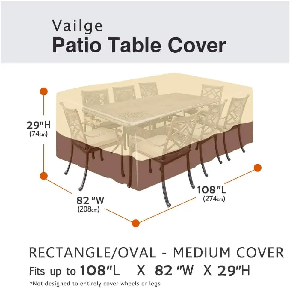 Juste de protection imperméable pour meubles, couverture de table rembourrée pour l'extérieur