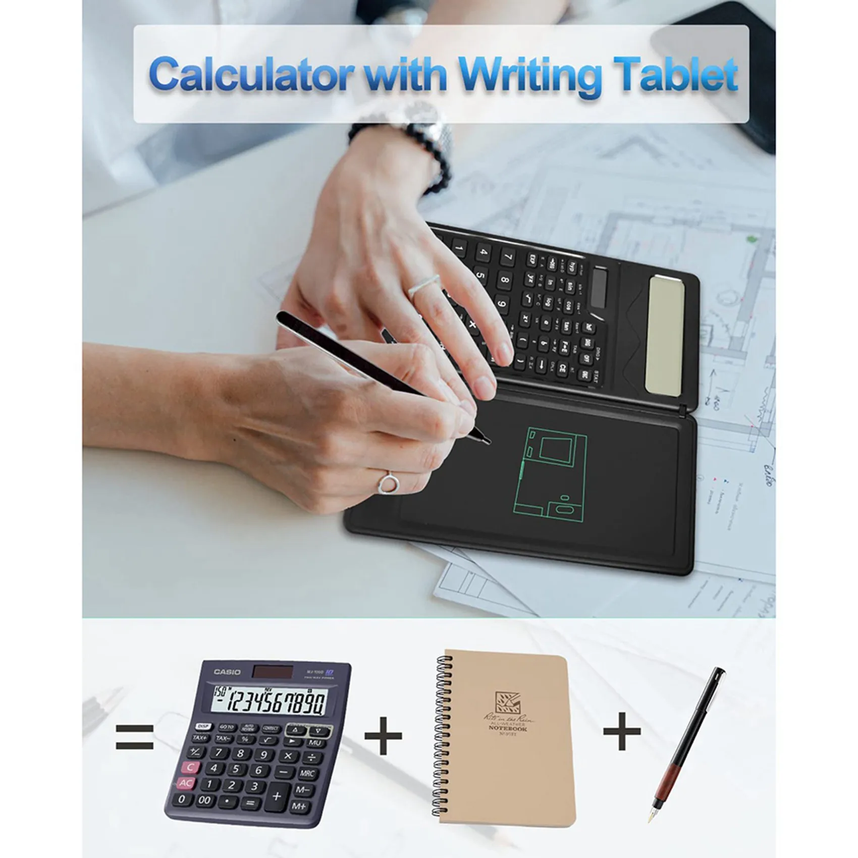 

2X Scientific Calculators,12-Digit LCD Display Desk Calculator With Notepad, Solar And Battery Dual Power