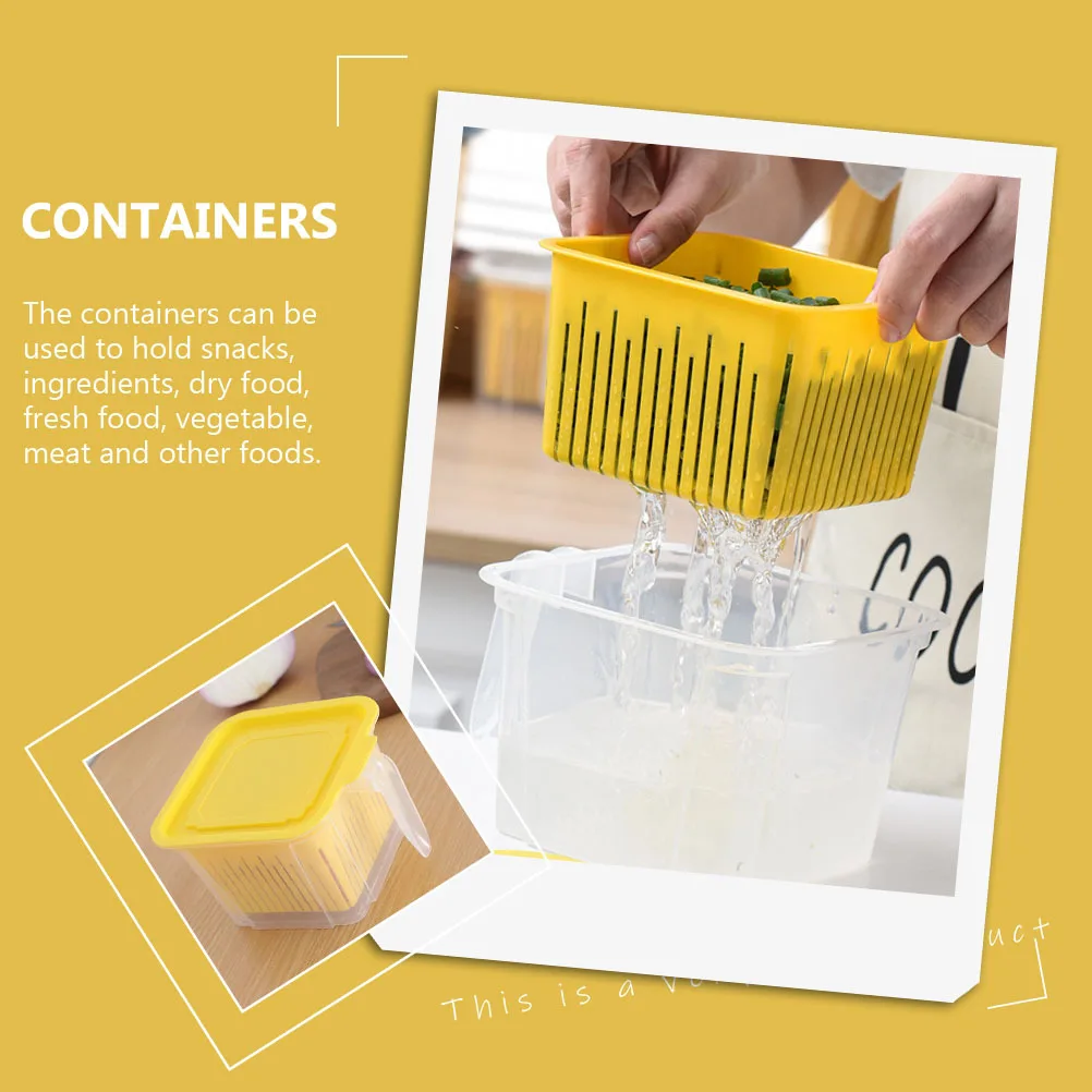 

2pcs Drainable Freshness Preservation Box Double Layer Food Crisper For Kitchen Storage Container Vegetable Meat Snacks