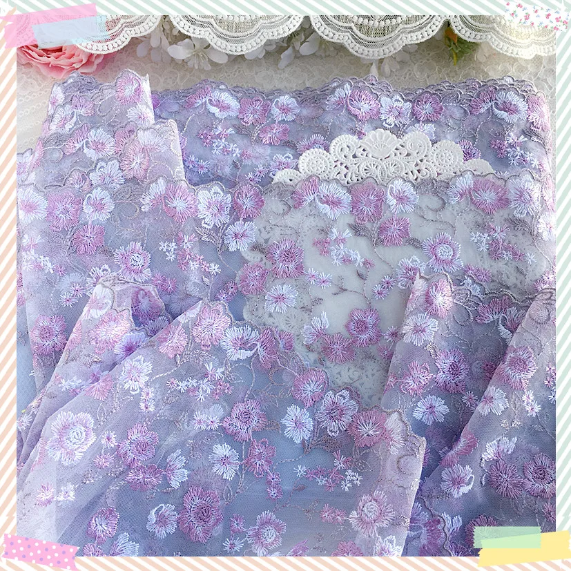 2Yards 22m wide Purple Embroidered Fabric Lace Trim Ribbon Handmade DIY Sewing Craft For Costume Hat Decoration