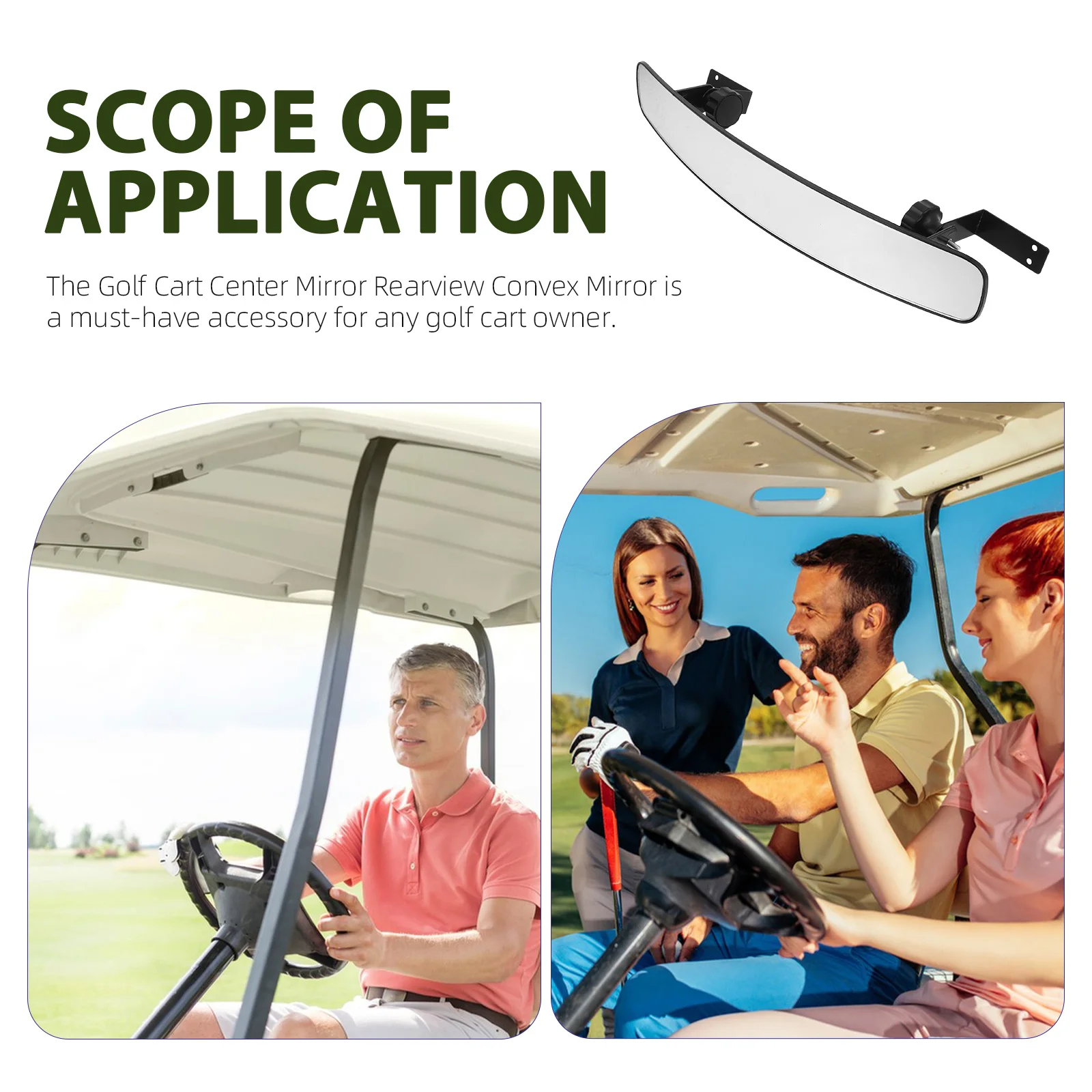 

1Set Replaceable Golfs Cart Mirror Professional Wearresistant Car Accessory High Definition Visibility Golf Cart Mirror