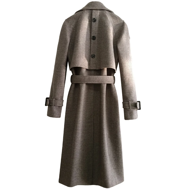 Men's New Slim Casual Windbreaker Wool Jackets Fashion Lapel Retro Woolen Coat Winter Male Clothing Plus Size Joker Outerwear