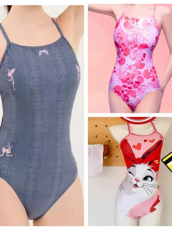 

Korean Style Women's One-Piece Swimsuit 2026 Sport Casual Racing Thermal Fashion Miniature Wind Fixed Chest Pad No S...