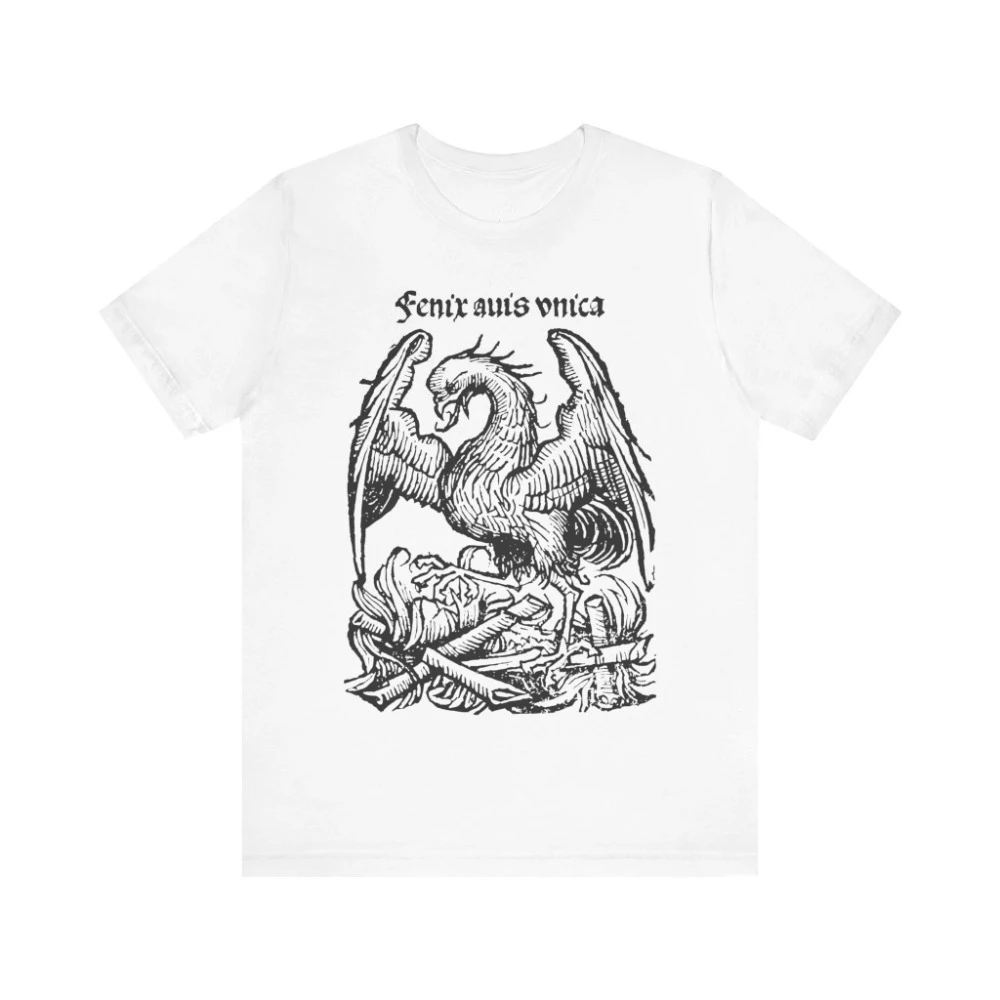 Phoenix Mythical Creature T-shirt Vintage Gothic Tshirt Goth Shirt Medieval Woodcut Mythology T Shirt Men's T-shirts for Summer