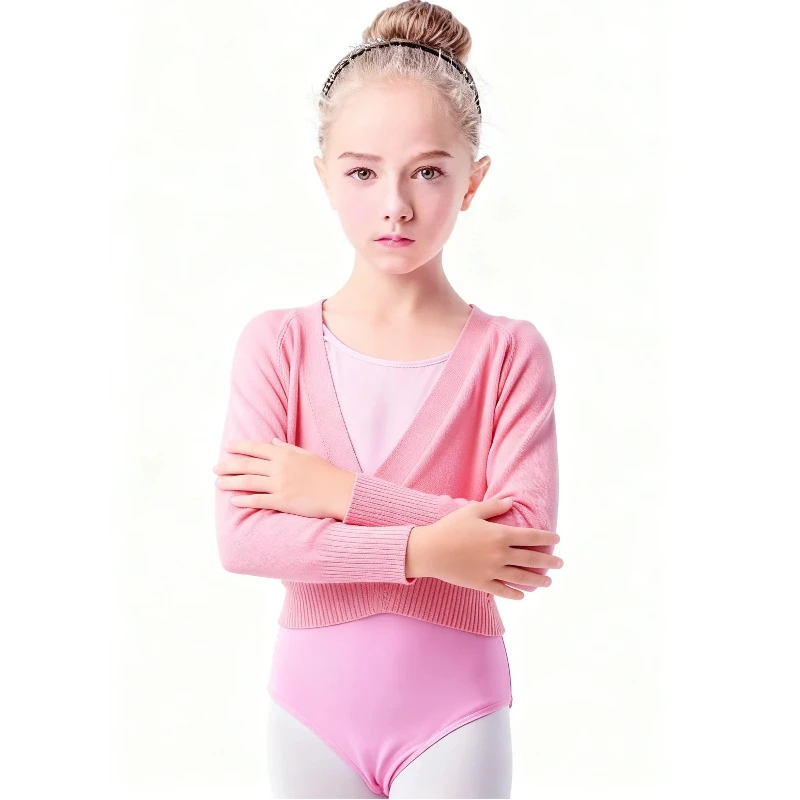 

Балетный свитер для девочек, топ с v-образным вырезом для танцев и поясным ремнем, танцевальный свитер для детей и взрослых, гимнастический танцевальный свитер с запахом