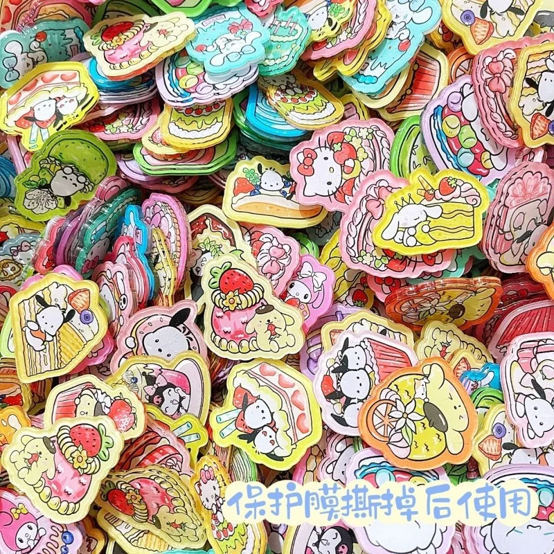 

3cm Sanrio Snacks and Drinks Acrylic Sheet Double Layer Handmade Diy Material 3cm Badge Niche Cartoon Cute Pendant Keychain Gift