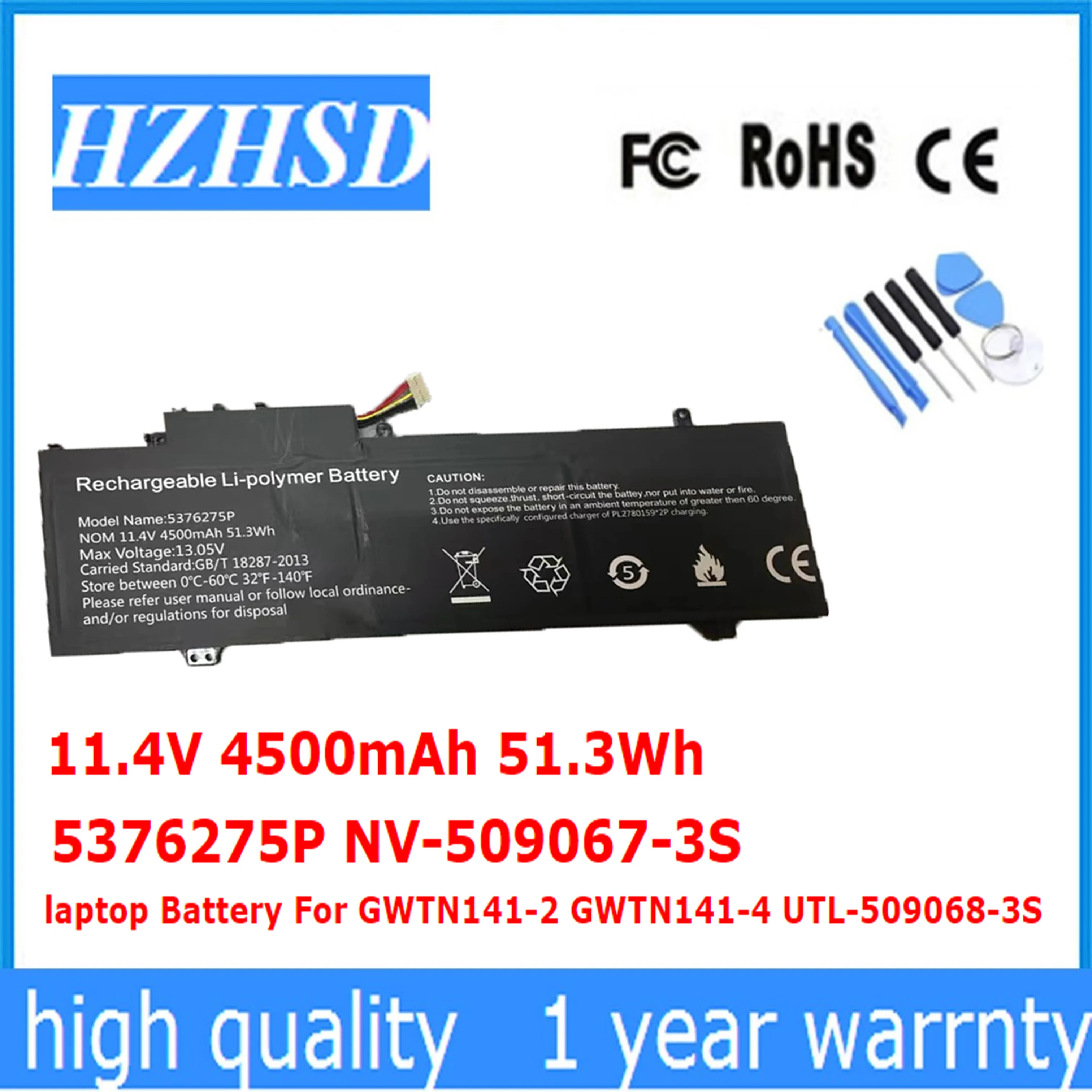 Bateria do Portátil para Gwtn1412 11.4v 4500mah 5376275p Nv5090673s Gwtn1414 Utl-509068-3s U559068pv-3s1p
