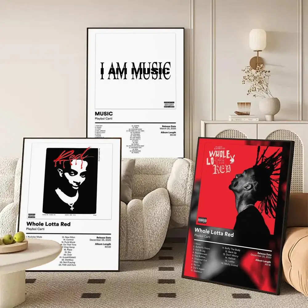 P-Playboi C-Carti Poster Waterproof Self-Stick Wall Art Stickers, Removable Wall Decor for Living Room and Bedroom