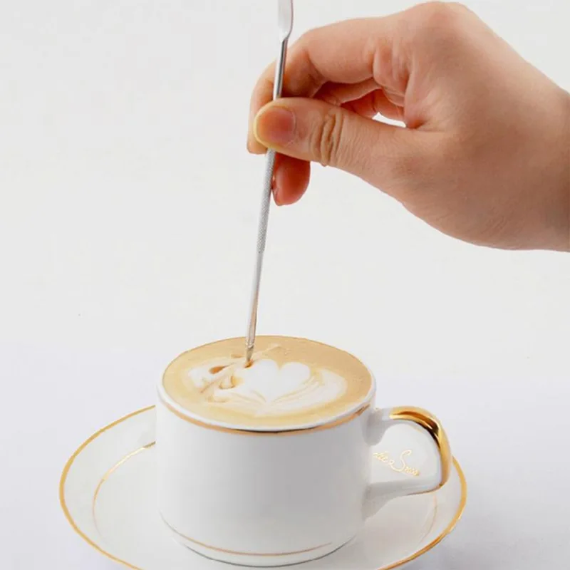 1000pcs Useful Stainless Steel Cappuccino Latte Espresso Coffee Decorating Art Pen Fancy Coffee Cafe Tools Kitchen Accessor