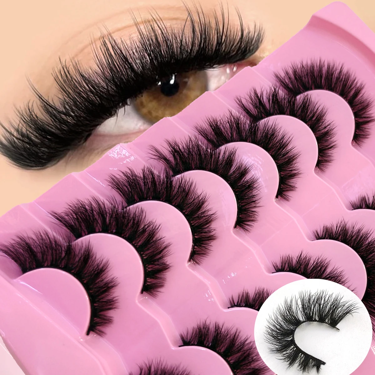 HBZGTLAD 5/9/10 Paar Wimpern, Make-up, weiche, flauschige 3D-Nerzwimpern, dicke, handgefertigte Volumen-Nerzwimpern, künstliche Wimpern, natürliche Wimpern
