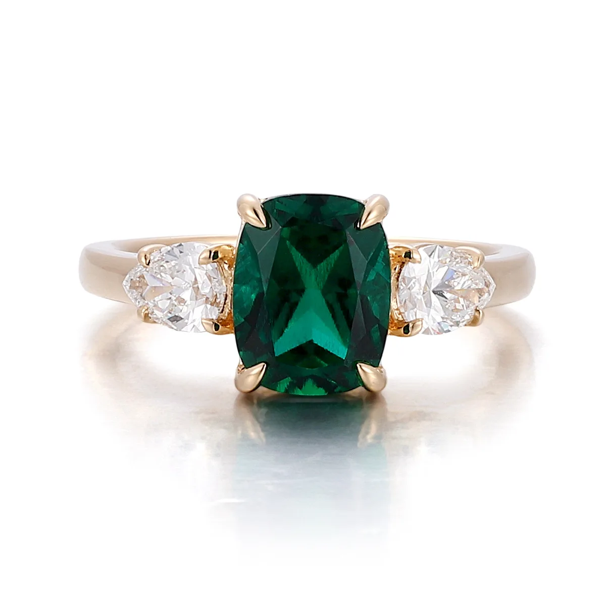 MUSHAN Custom Jewelry 10k 14k 18k Gold 925 Silver Sterling Ring Lab Grown Green Emerald Wedding Ring for Women 18K Gold Jewelry