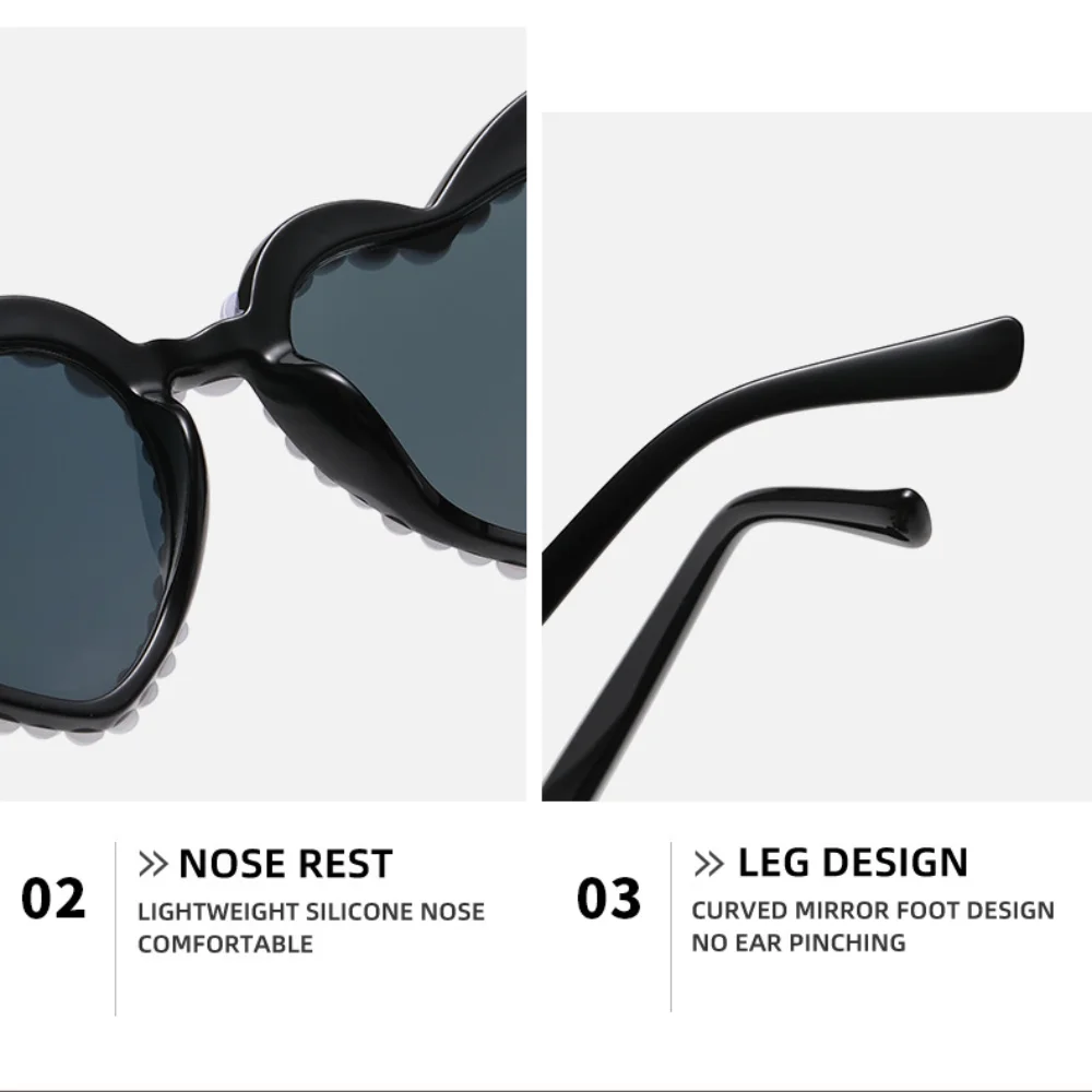 Luxus Schimmernde Liebe Perle Sonnenbrille Frauen Herz Sonnenbrille Casual Brillen Hochzeit Party Braut Brillen De Sol Mujer