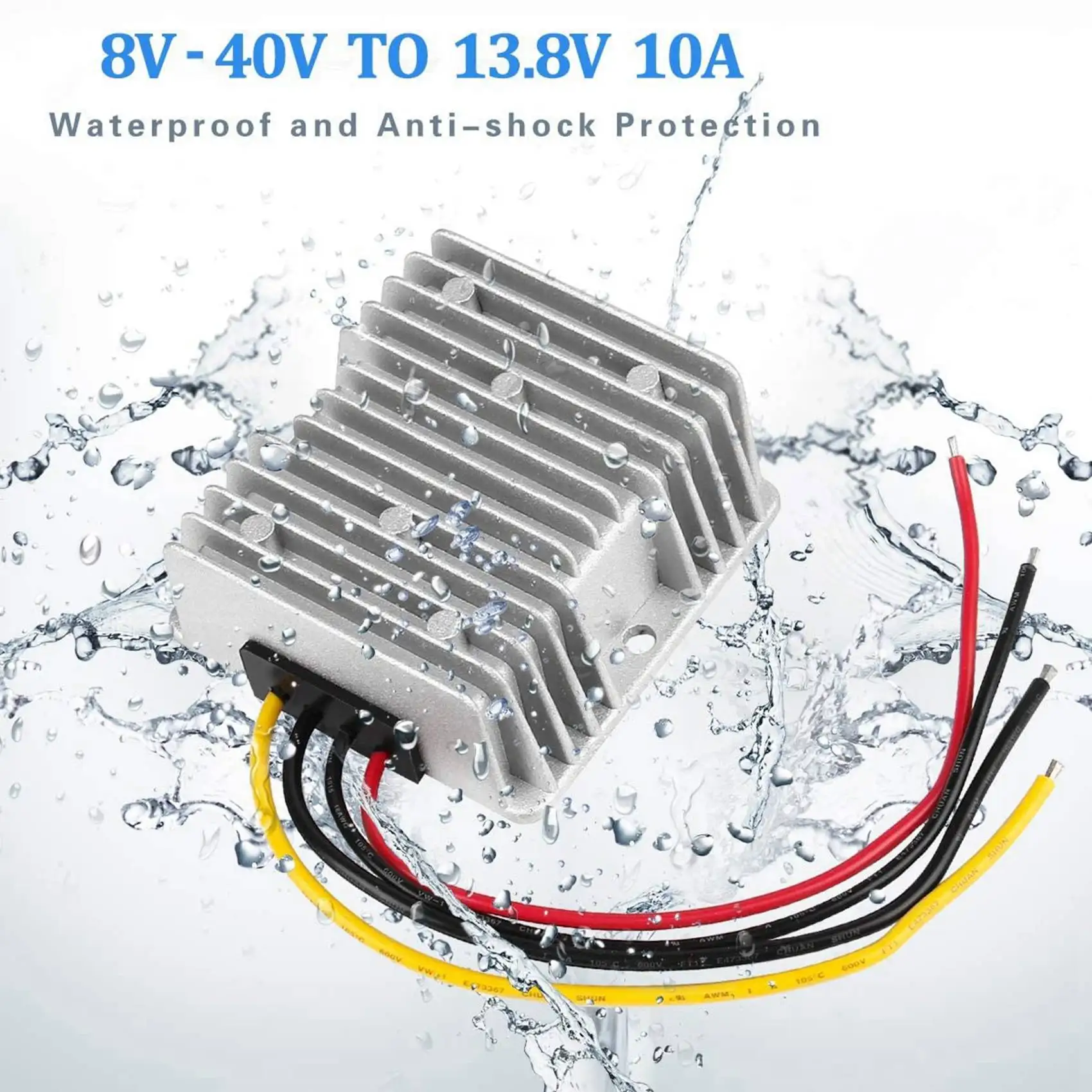 B52C DC Automatic Buck Boost Converter DC 8V-40V to 13.8V 10A Step Down Up Voltage Regulator Waterproof Voltage Reducer