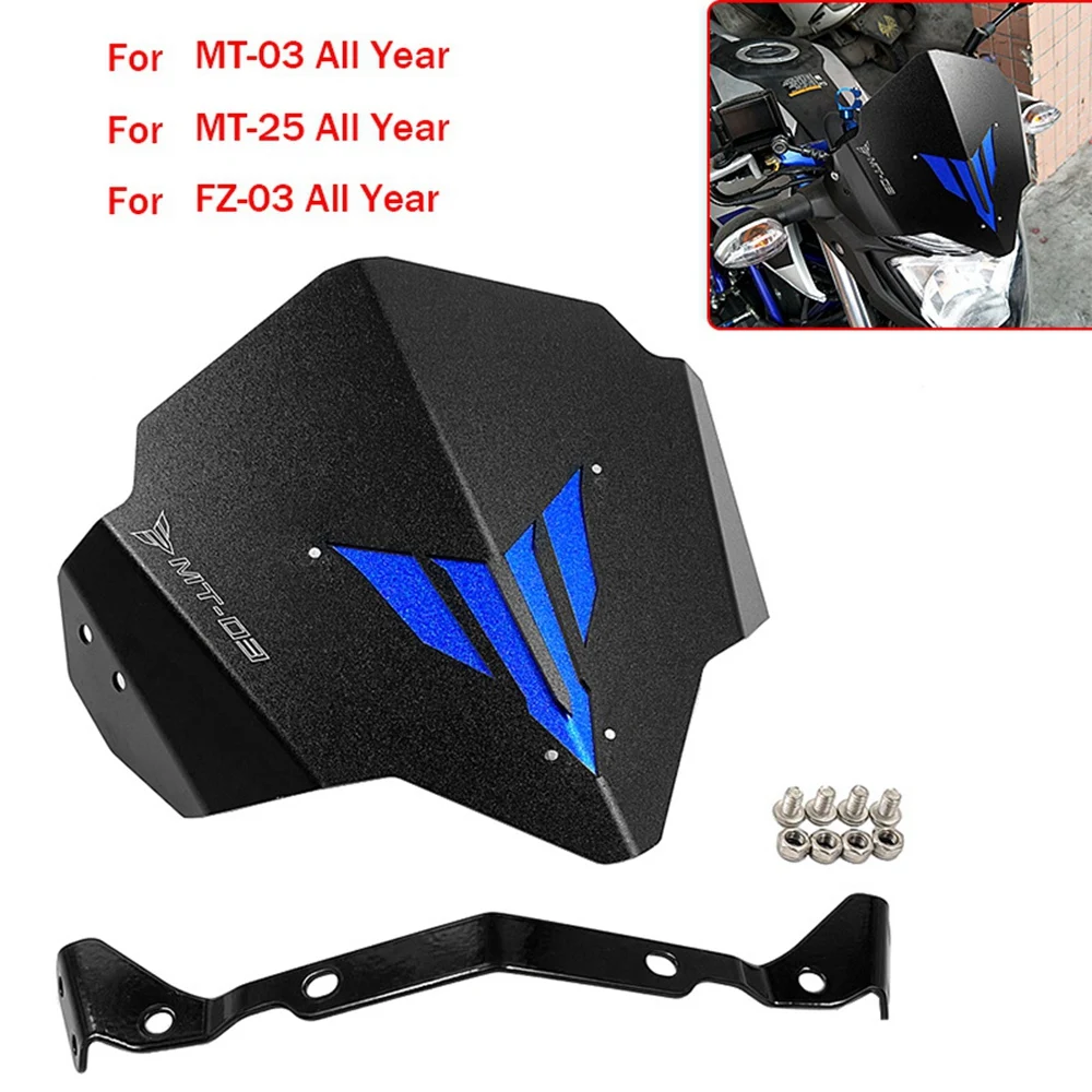 Deflectores de flujo de aire para parabrisas de motocicleta, pantalla protectora con soporte para Yamaha MT-03 MT25 FZ03 2015 2016