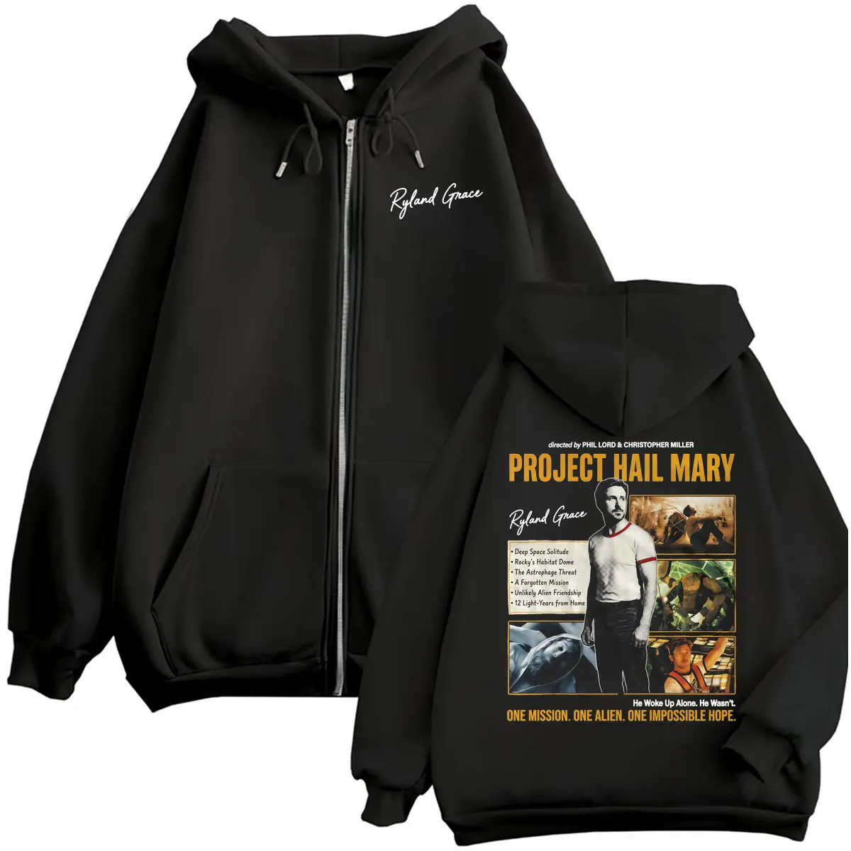 Project Hail Mary 2026 Movie Zip Up Hoodies Funny Ryland Grace Jacket Sweatshirts Coats Men Women Casual Fleece Zipper Pullovers