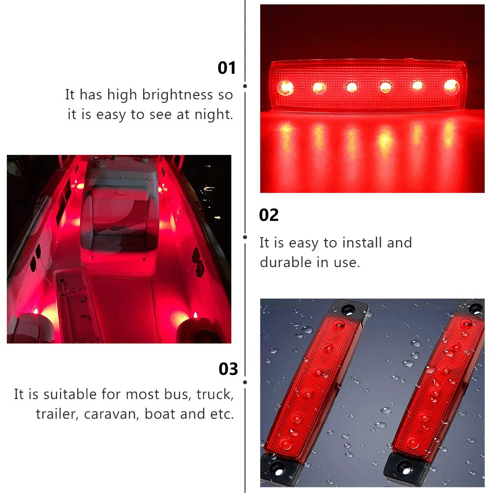 

6Pcs Boat Interior Lights Durable Waterproof LED Navigation Night Lights Boat Decoration Light Utility Strip Light
