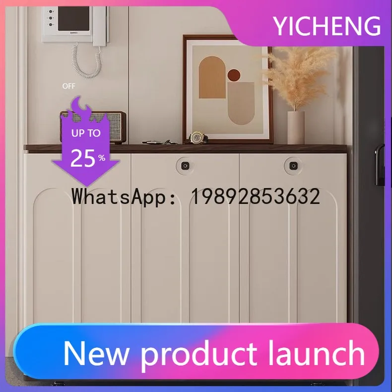 

Hys cream french entryway cabinet - space-saving, wheeled shoe storage & organizer for small apartments