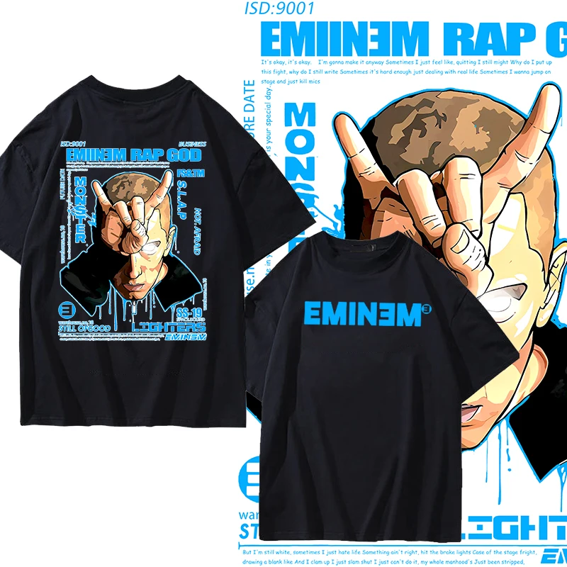 Eminem Classic Printed T-shirt Hip Hop Rap Fashion Unisex Tumblr Shirt Fashion Hip Hop O-Neck T Shirt Tops Japanese Short Sleeve